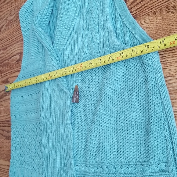 (L) Chaps Mint Green Cottagecore Knit Vest ❤ Cozy ❤ Perfect for Autumn ❤ - Picture 6 of 8